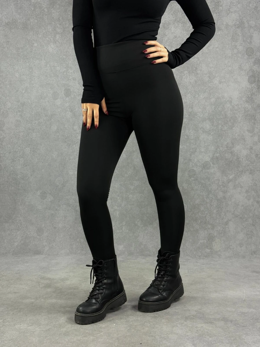 DALGIÇ KUMAŞ  ŞARDONLU TAYT - SİYAH