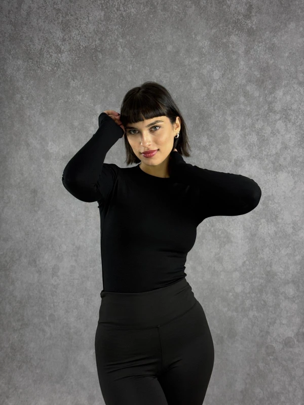 DALGIÇ KUMAŞ  ŞARDONLU TAYT - SİYAH