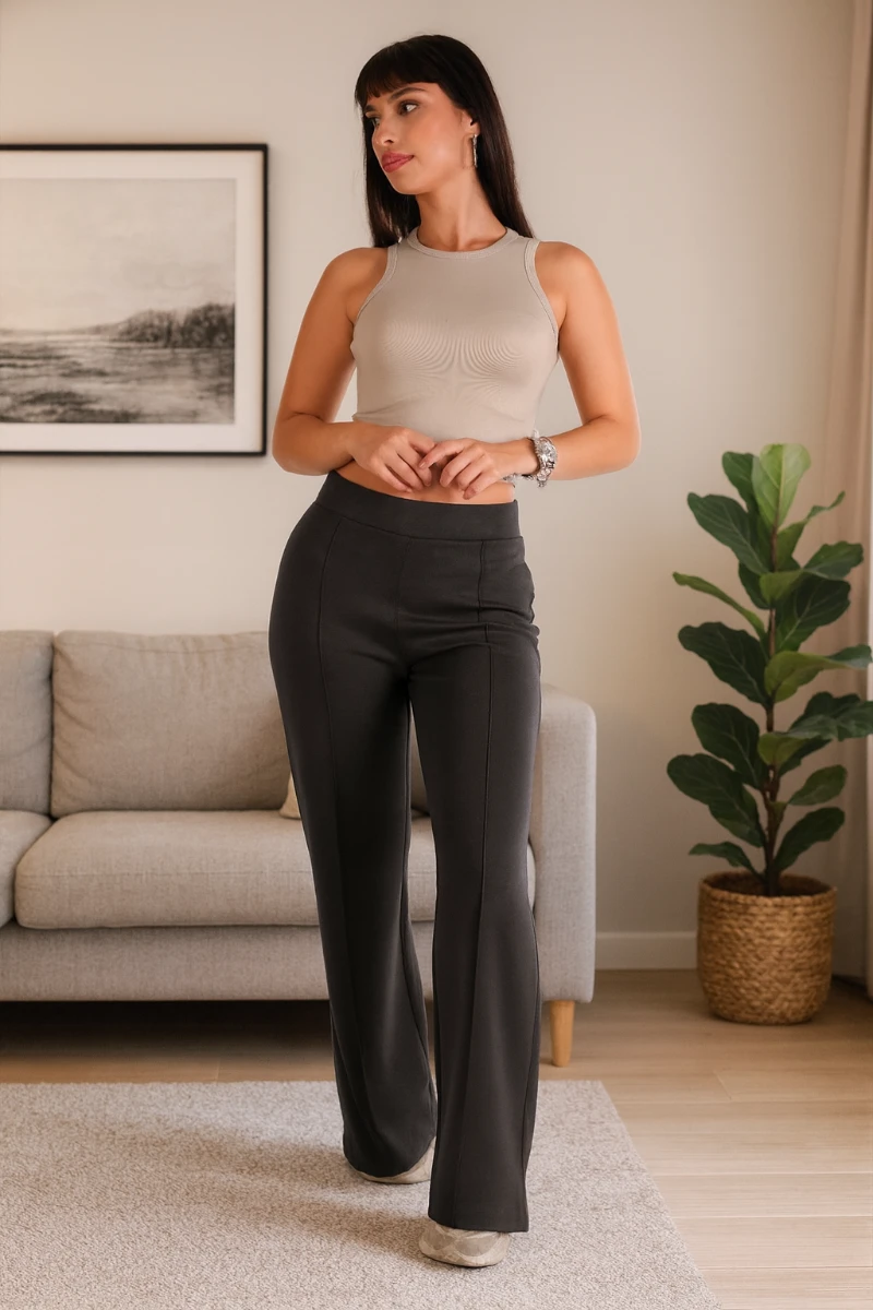 ÇIMALI MODAL DÜZ PAÇA PANTOLON - ANTRASİT 