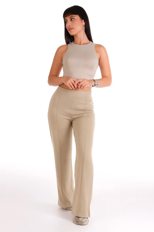 ÇIMALI MODAL DÜZ PAÇA PANTOLON - BEJ