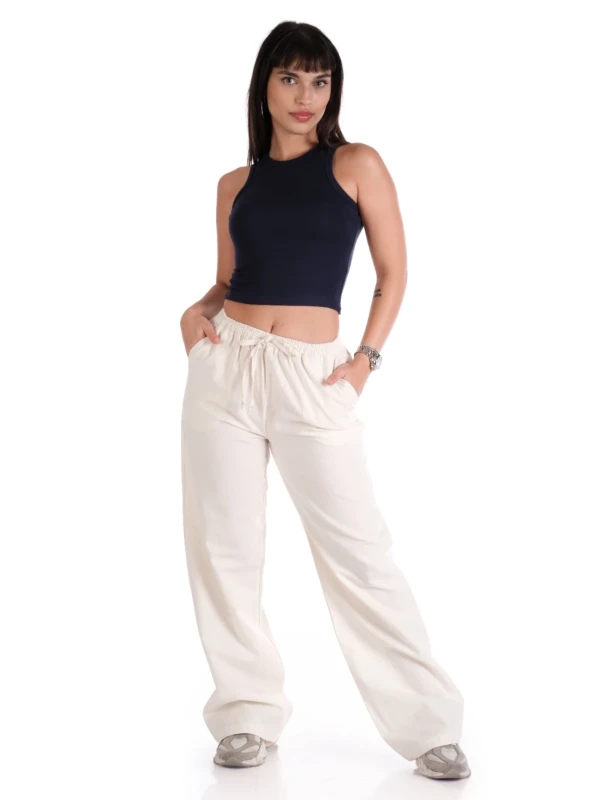 KETEN PANTOLON CROP TAKIM - BORDO