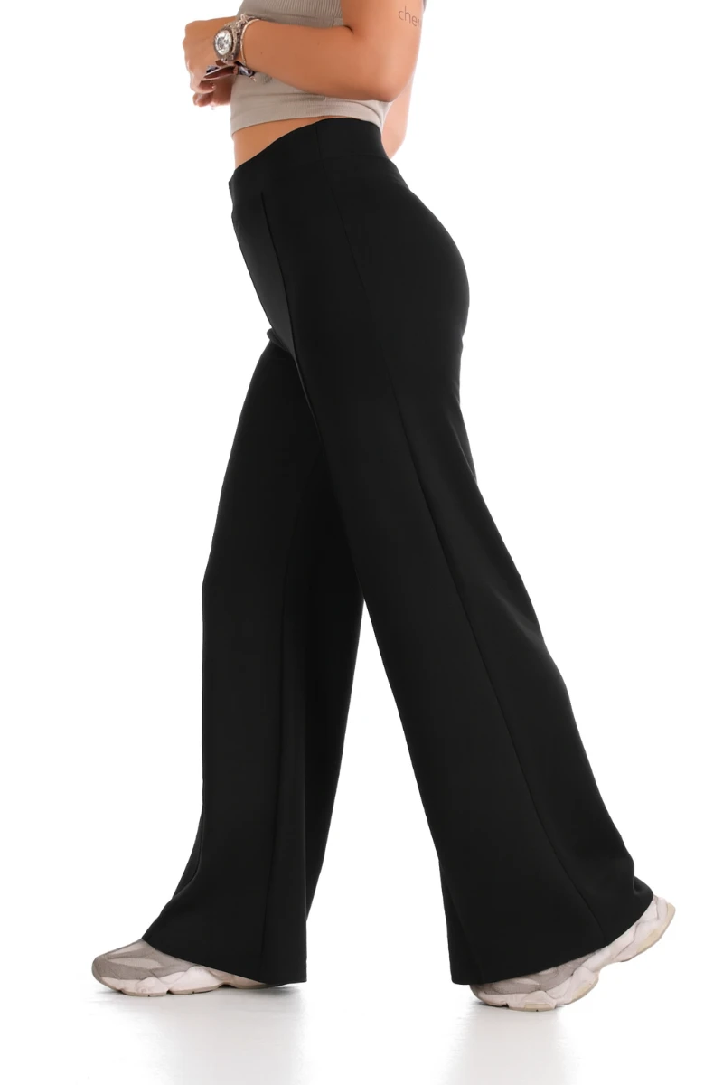 ÇIMALI MODAL DÜZ PAÇA PANTOLON - SİYAH