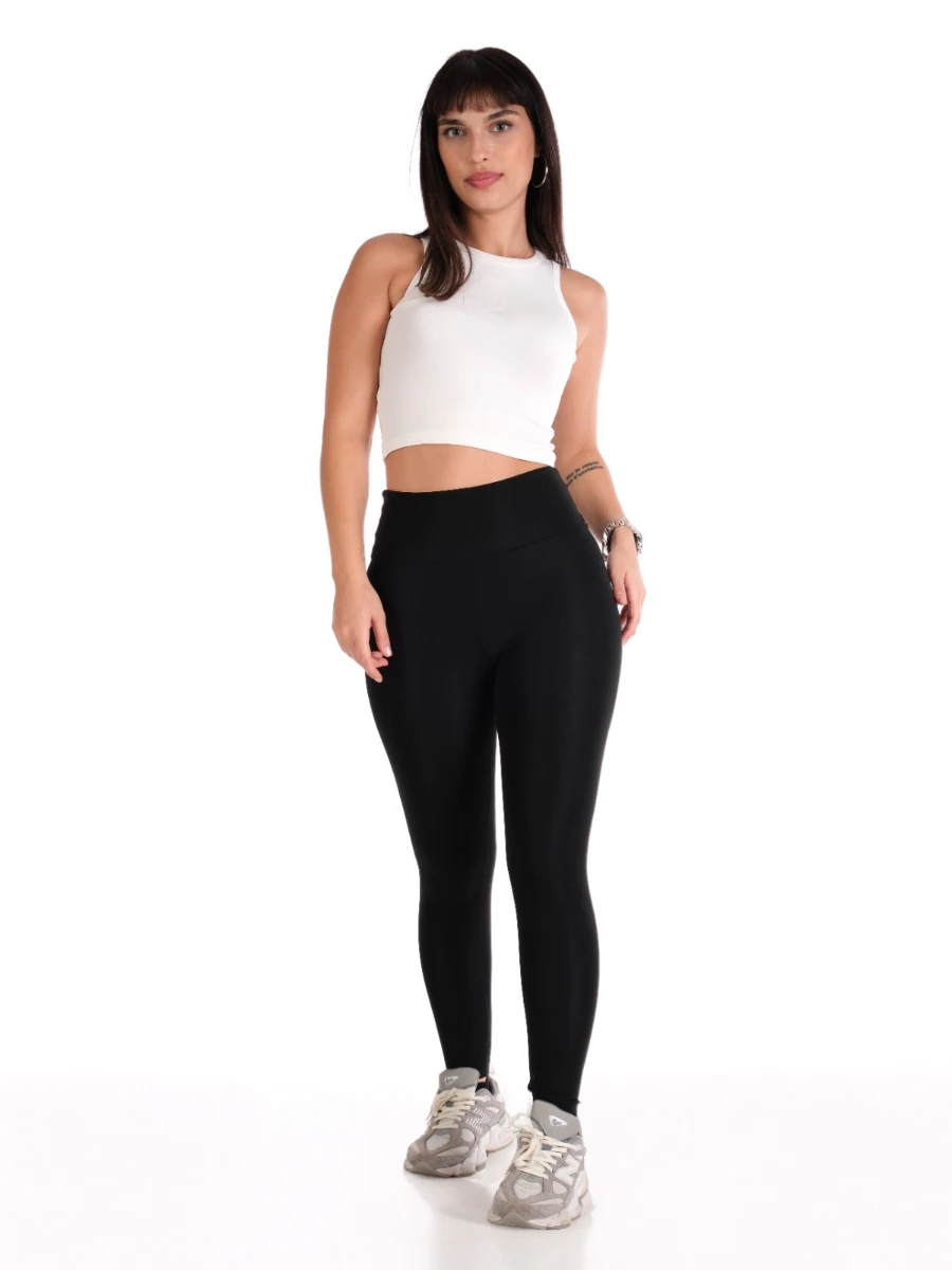 DALGIÇ KUMAŞ TAYT CROP KOMBIN - SİYAH