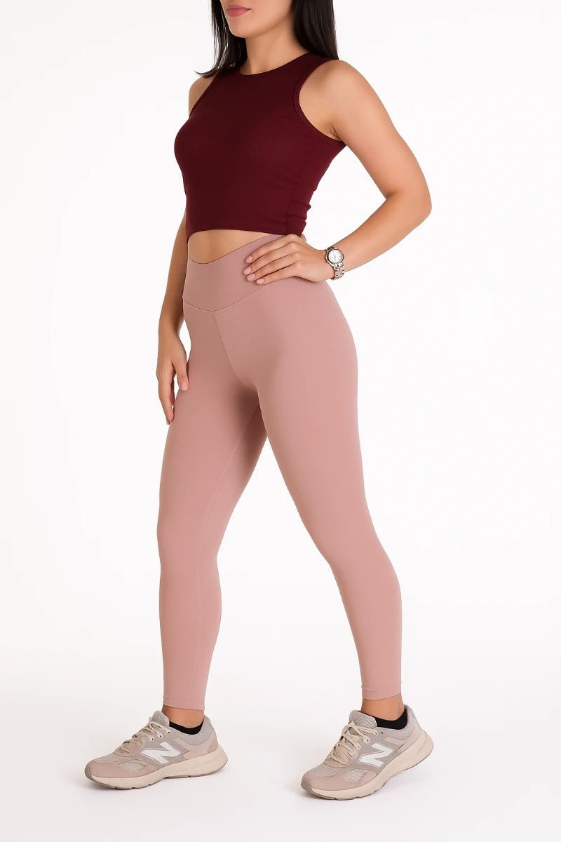 DALGIÇ KUMAŞ TAYT CROP KOMBIN - BEJ