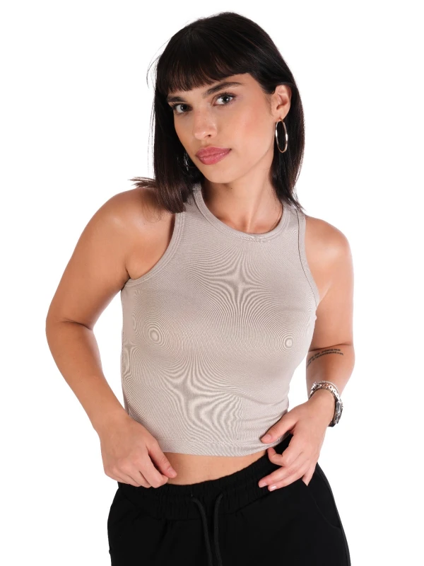 CROP BUZİ RİBANA - BEJ