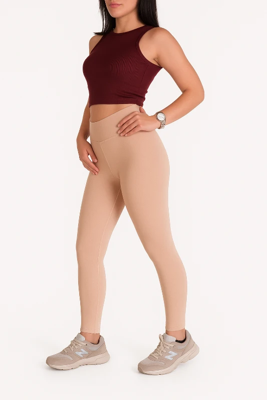 DALGIÇ KUMAŞ TAYT CROP KOMBIN - EKRU