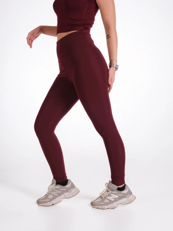 DALGIÇ KUMAŞ TAYT CROP KOMBIN - BORDO