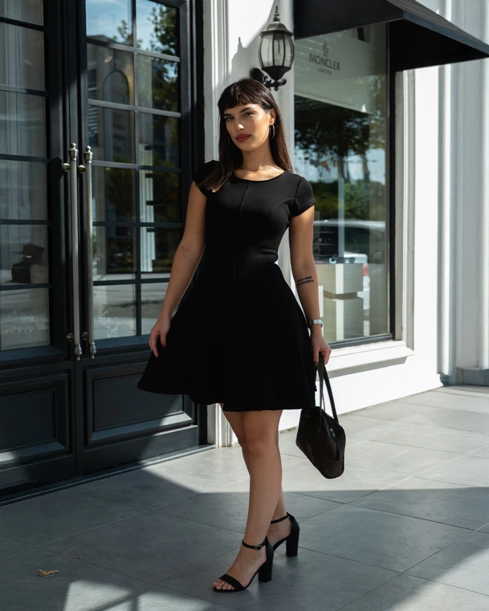 ELBİSE MODAL ŞIK TASARIM - SİYAH