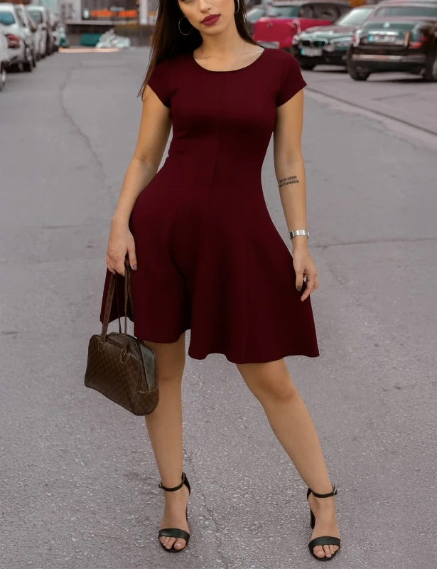 ELBİSE MODAL ŞIK TASARIM - BORDO