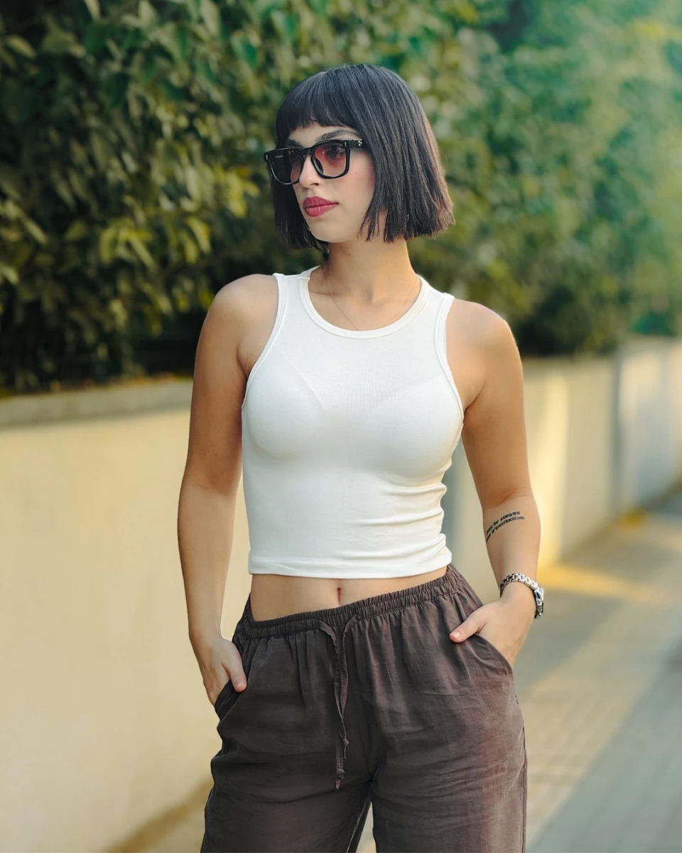 CROP PANTOLON KOMBIN - KAHVERENGİ