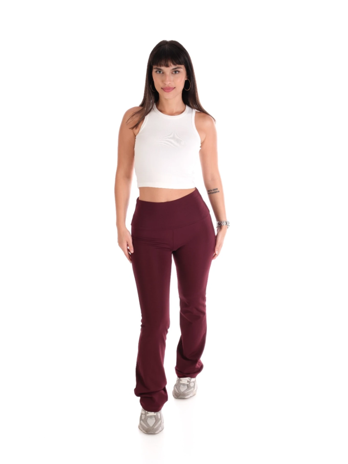 ÇIMALI İSPANYOL PANTOLON CROP TAKIM - BORDO