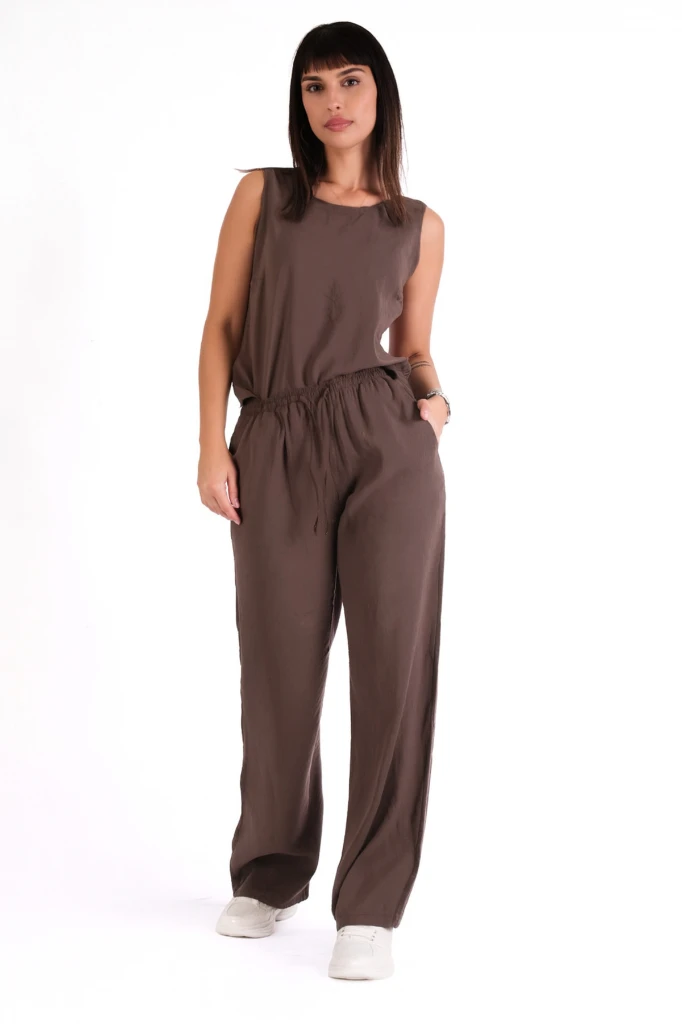 İNCE MODAL İKİLİ KOMBİN TAKIM - KAHVERENGİ