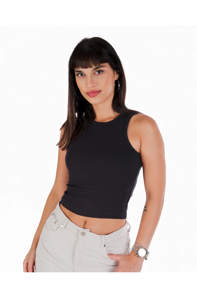 CROP BUZİ RİBANA - SİYAH