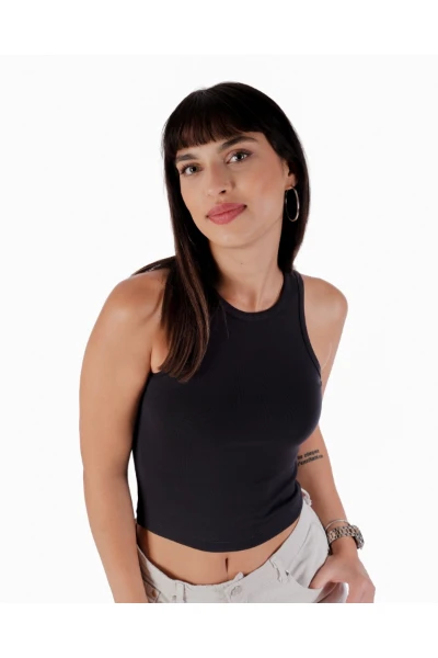 CROP BUZİ RİBANA - SİYAH