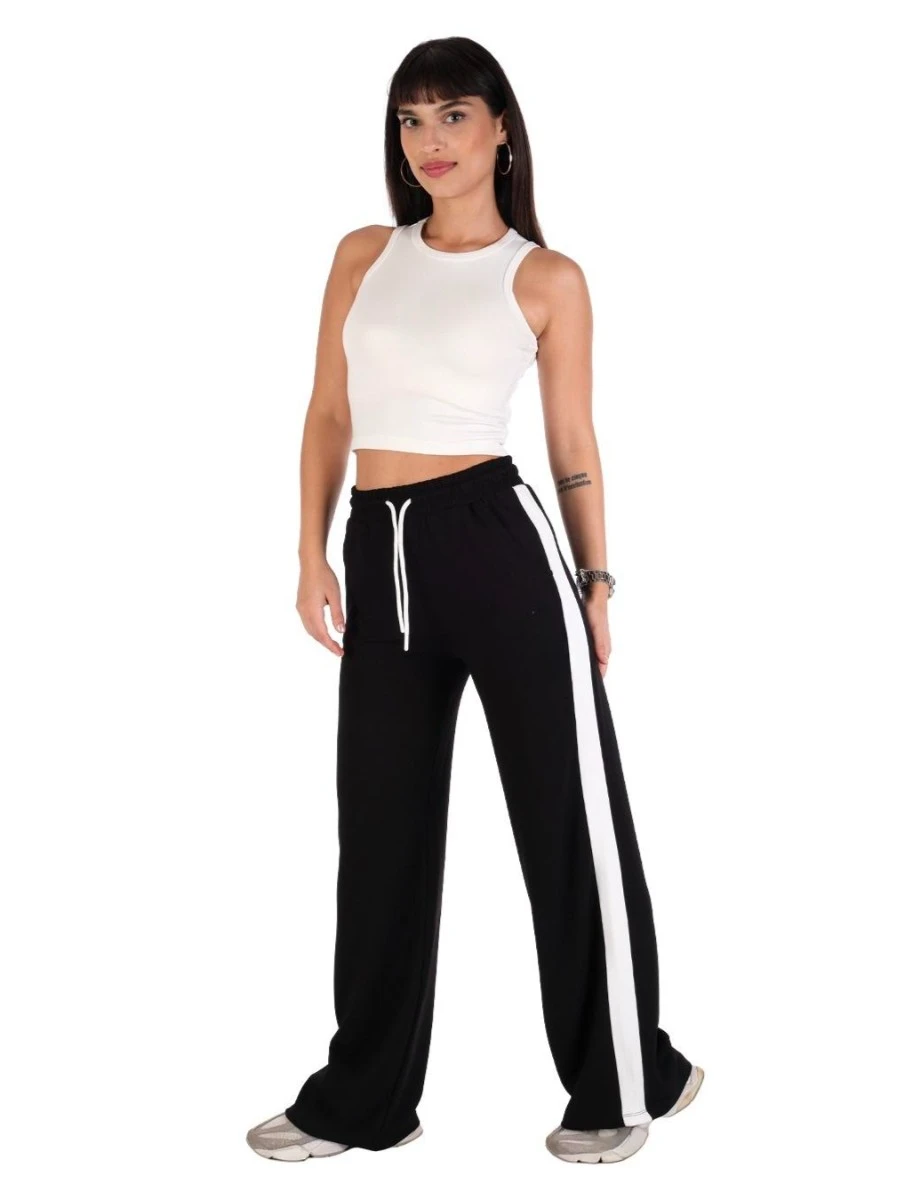 YANI ŞERİTLİ MODAL EŞOFMAN  - SİYAH