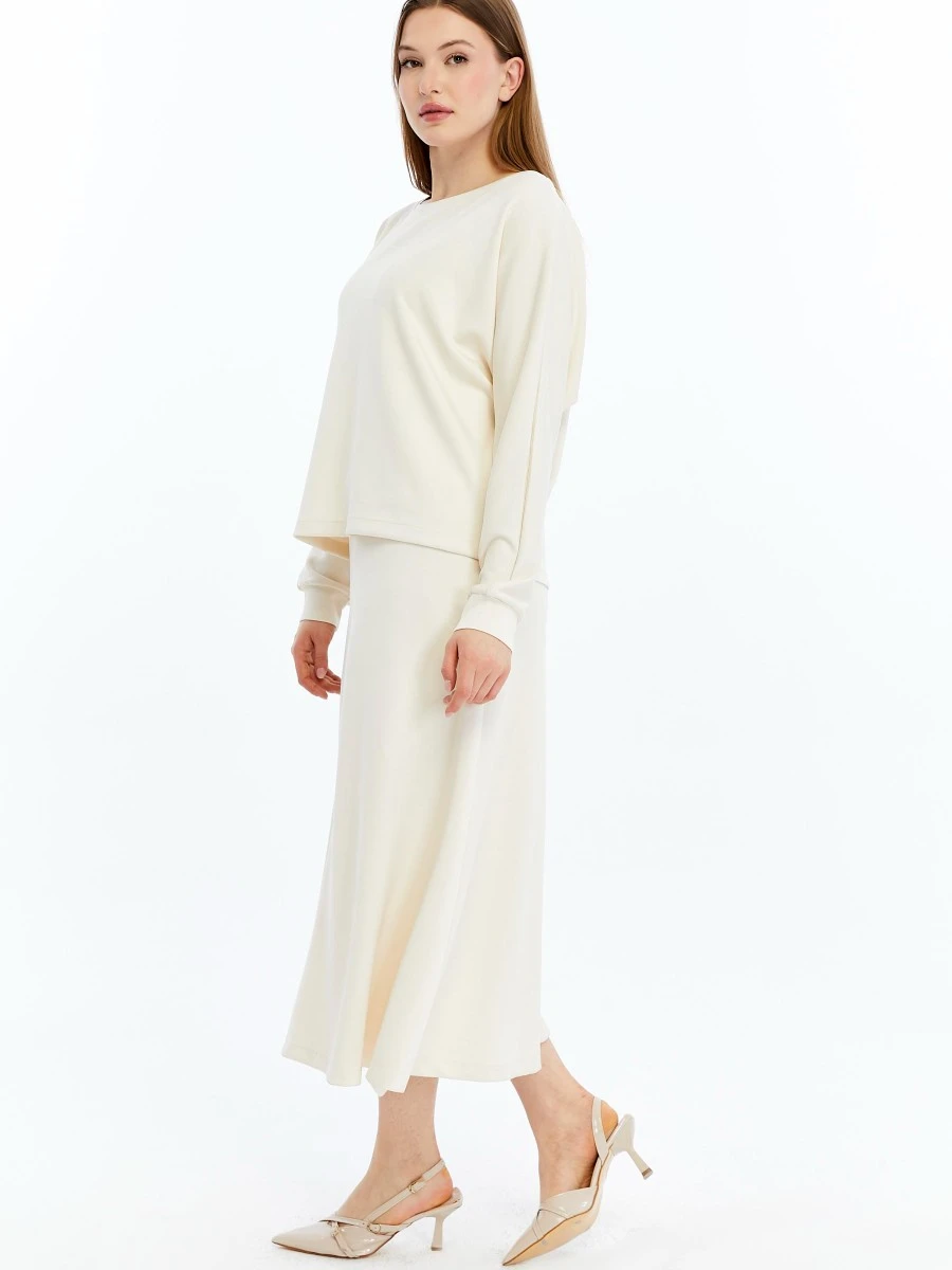 GENÇ BÜYÜK BEDEN İTHAL MODAL ELBİSE  - EKRU