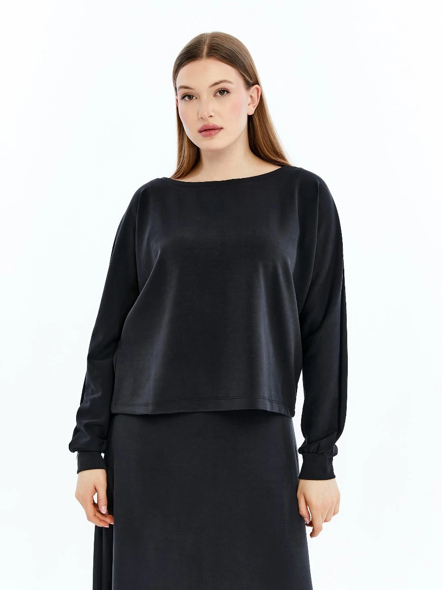 GENÇ BÜYÜK BEDEN İTHAL MODAL ELBİSE  - SİYAH