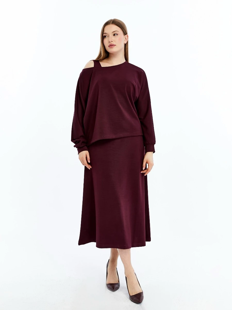 GENÇ BÜYÜK BEDEN İTHAL MODAL ELBİSE  - BORDO