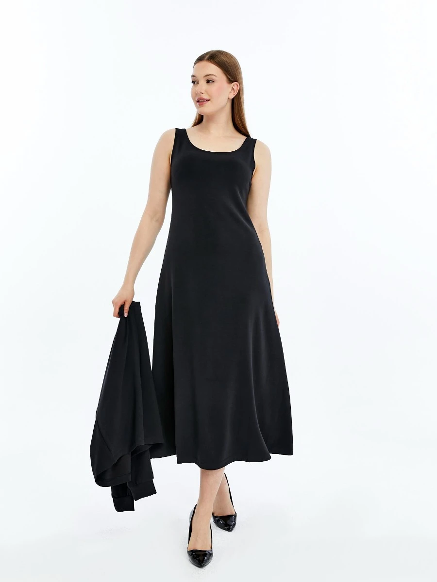 GENÇ BÜYÜK BEDEN İTHAL MODAL ELBİSE  - SİYAH