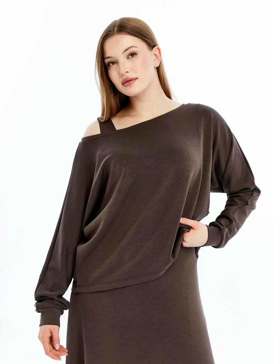 GENÇ BÜYÜK BEDEN İTHAL MODAL ELBİSE  - KAHVERENGİ